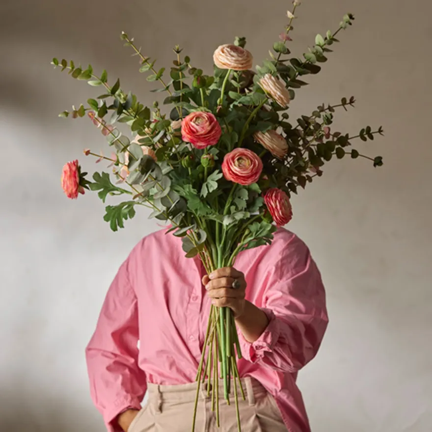 Kunstig Blomst - Ranunkel, 50 cm. APRICOT