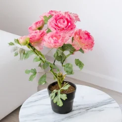 Kunstig Blomst - Ranunkel i Potte, Lyserød
