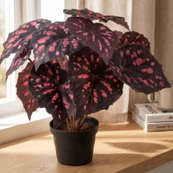 Kunstig Blomst - Rexbegonia, vinrød 30 cm.