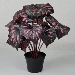 Kunstig Blomst - Rexbegonia, vinrød 30 cm.
