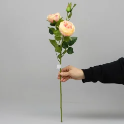Kunstig Blomst - Rose med 2 hoveder, LYSERØD, 60 cm