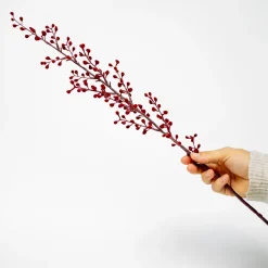 Kunstig Bærgren med røde bær, 70 cm