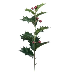 Kunstig Kristtjørn gren med bær - 48 cm