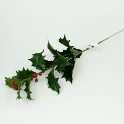 Kunstig Kristtjørn gren med bær - 48 cm