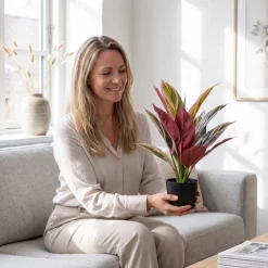 Kunstig Plante - Cordyline, Grøn/Rød, 38 cm