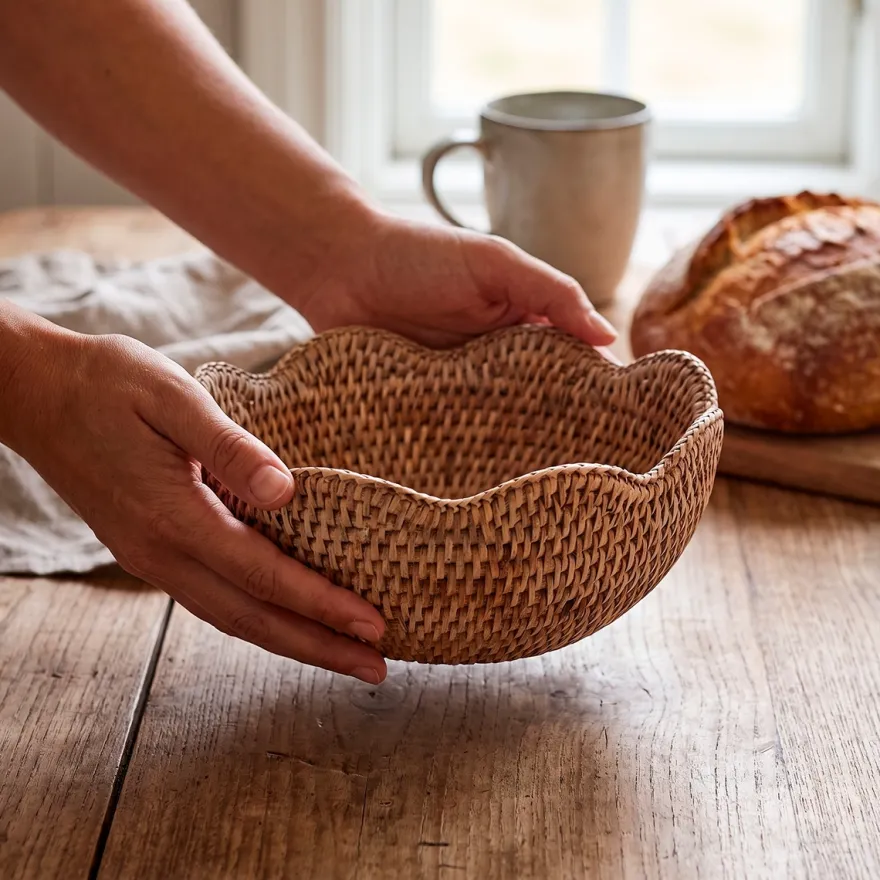 Lene Bjerre Norah Brødkurv i Rattan - 24x10 cm, Natur
