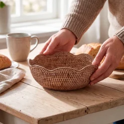 Lene Bjerre Norah Brødkurv i Rattan - Natur (Ø30 cm)