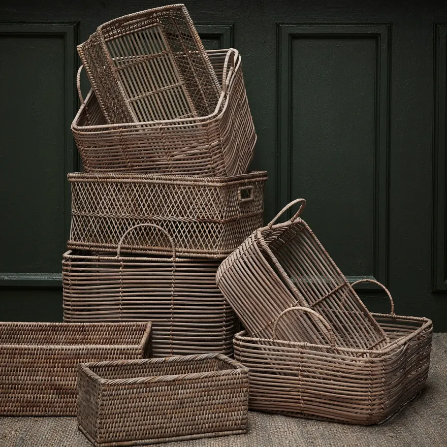 Lene Bjerre Norah Kurvesæt - Natur Rattan. Sæt med 2 stk