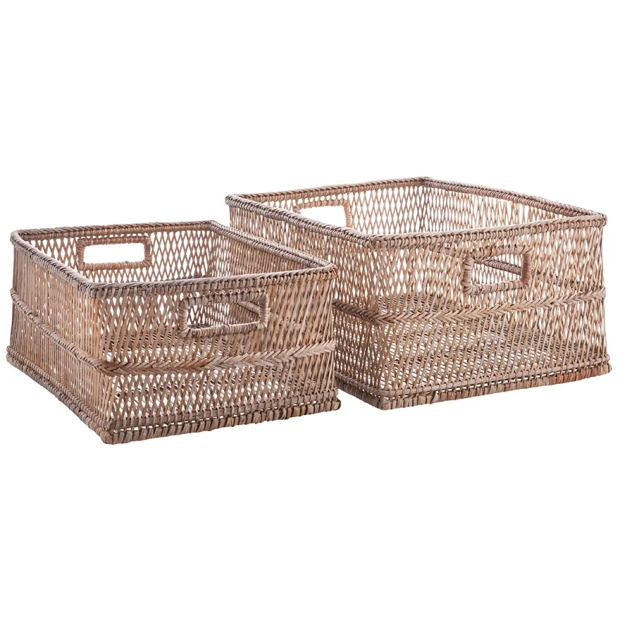 Lene Bjerre Norah Kurvesæt - Natur Rattan. Sæt med 2 stk
