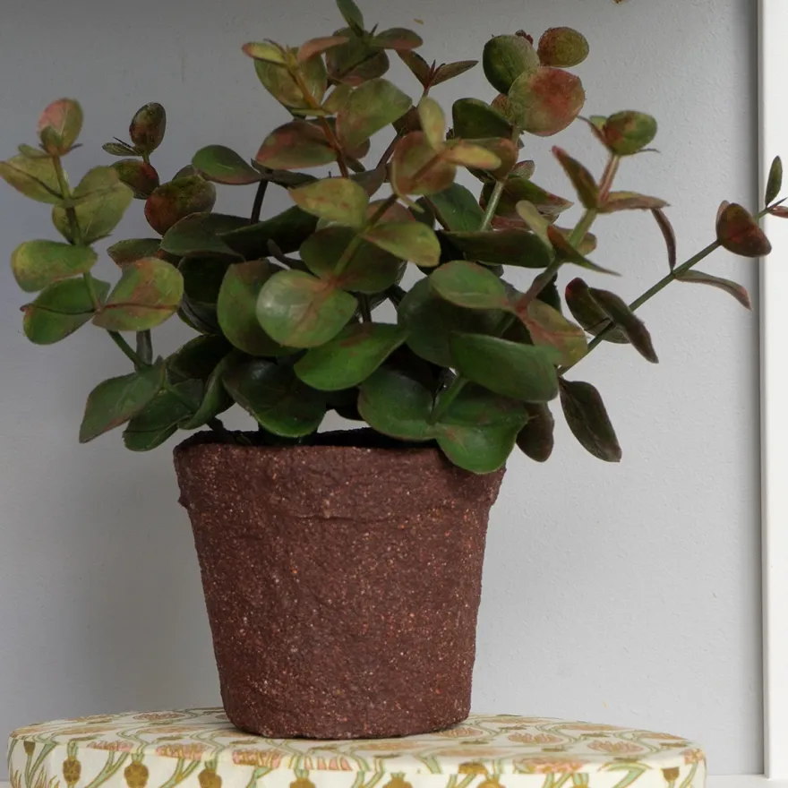Lille kunstig eucalyptus plante i minipotte - Grøn