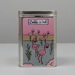 Metaldåse til opbevaring af salt - Flamingo