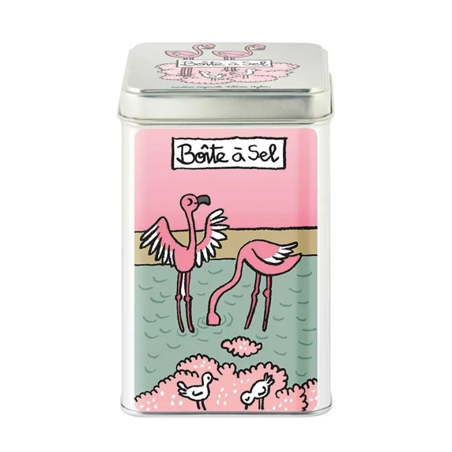 Metaldåse til opbevaring af salt - Flamingo