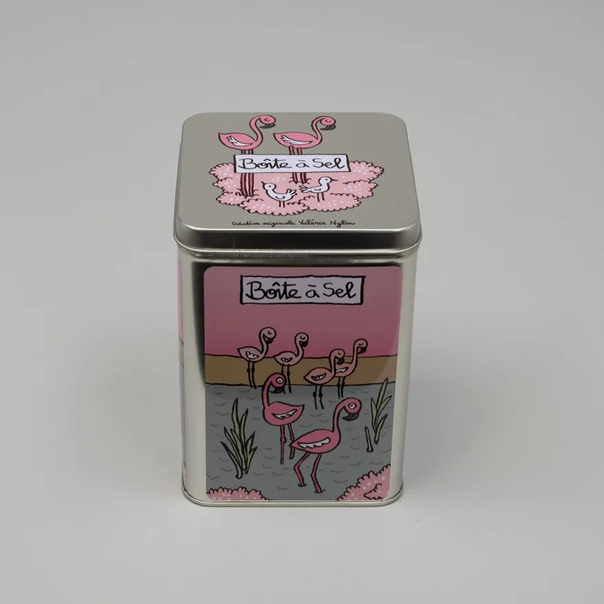 Metaldåse til opbevaring af salt - Flamingo