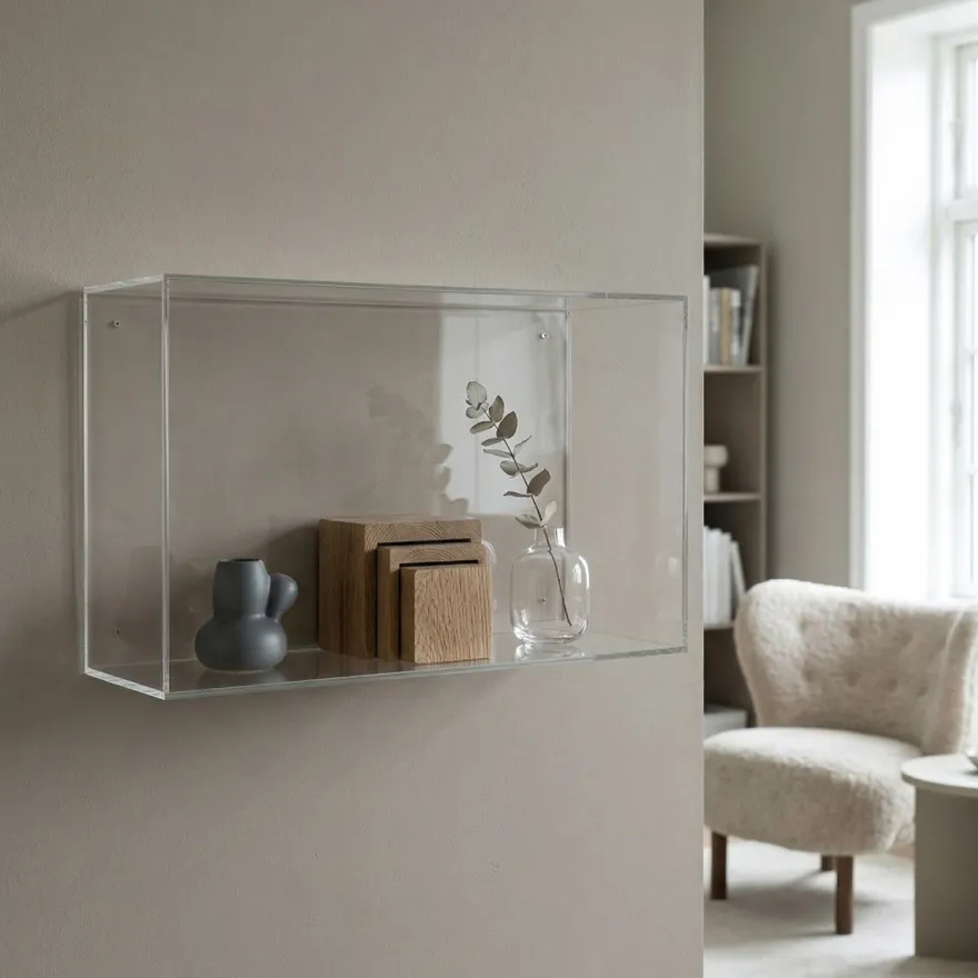 Modena Displaykasse 40x25 i akryl til vægophæng - Rektangulær