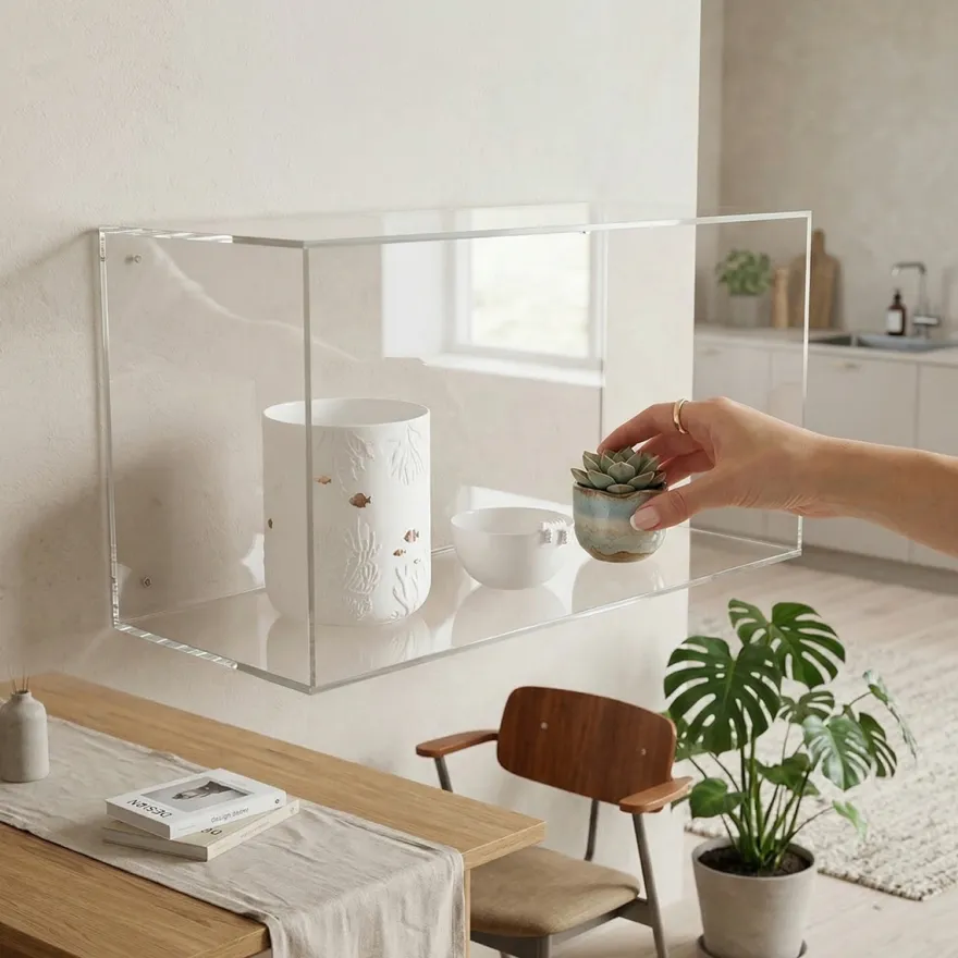 Modena Displaykasse 40x25 i akryl til vægophæng - Rektangulær