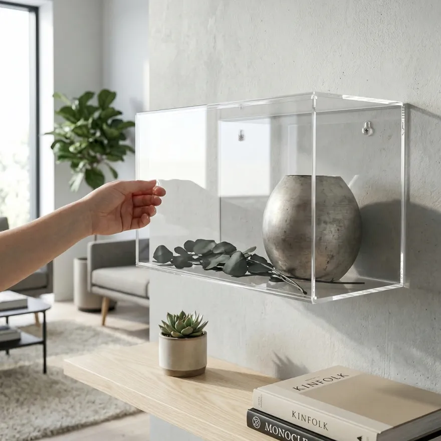 Modena vægkasse 40x25 med låg - "sliding lid" - Rektangulær
