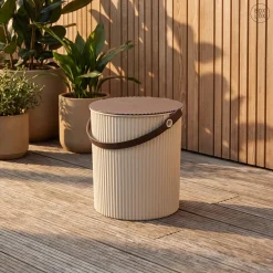Omnioutil Plastikspand - Ivory med brunt låg 20 liter
