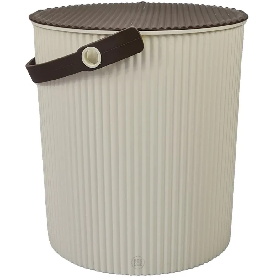 Omnioutil Plastikspand - Ivory med brunt låg 20 liter