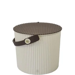 Omnioutil Plastikspand - Ivory med brunt låg 8 liter