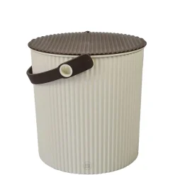 Omnioutil Plastikspand - Ivory med brunt låg 10 liter