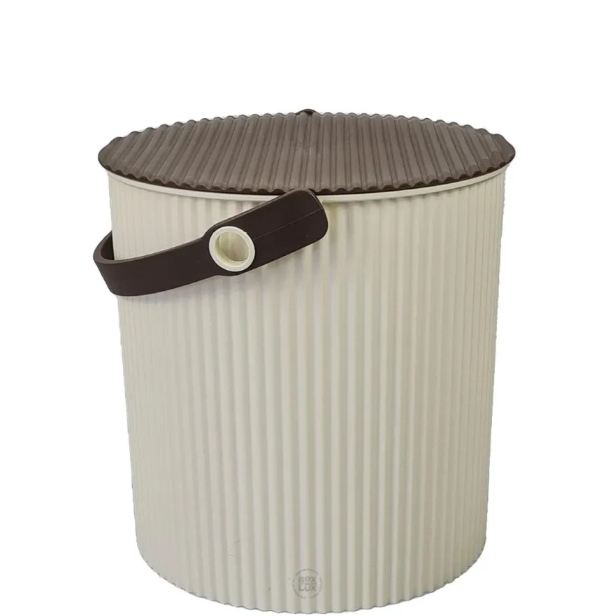 Omnioutil Plastikspand - Ivory med brunt låg 10 liter