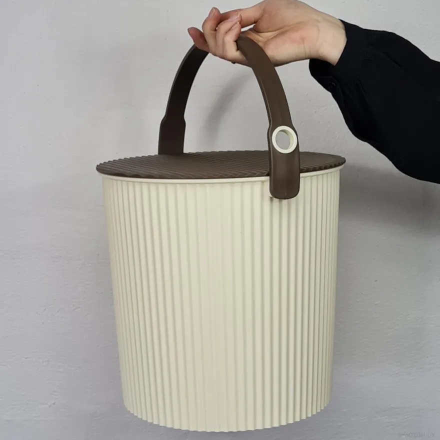 Omnioutil Plastikspand - Ivory med brunt låg 10 liter