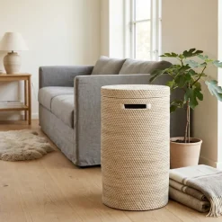Opbevaringskurv i bambus - BALI - HVID PLAST, Large