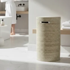 Opbevaringskurv i bambus - BALI - HVID PLAST, Large