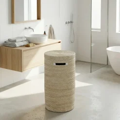 Opbevaringskurv i bambus - BALI - HVID PLAST, Small