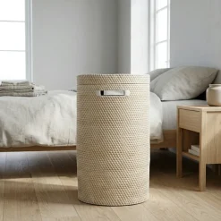 Opbevaringskurv i bambus - BALI - HVID PLAST, Small