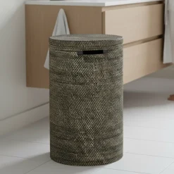 Opbevaringskurv i bambus - BALI - SORT Plast, Large