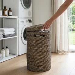 Opbevaringskurv i bambus - BALI - SORT Plast, Small