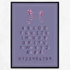 Plakat - ABC plakat i lilla nuancer, søhest
