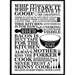 Plakat - Citatcollage - Kitchen, sort/hvid