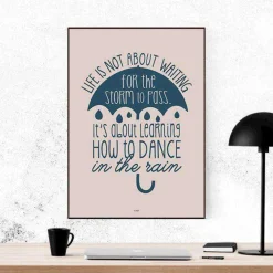 Plakat - Dance in the rain - umbrella - colors