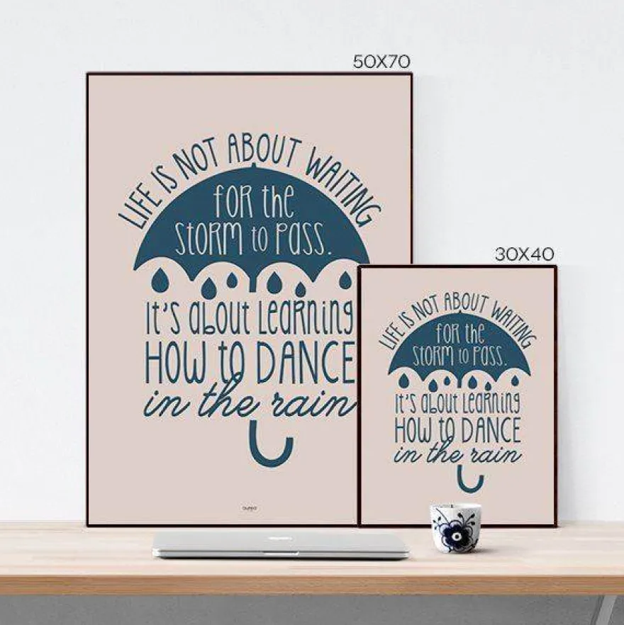 Plakat - Dance in the rain - umbrella - colors