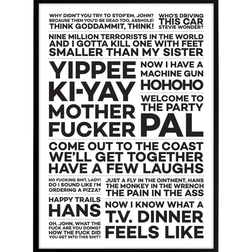 Plakat "Die Hard" sort/hvid. Vælg str.