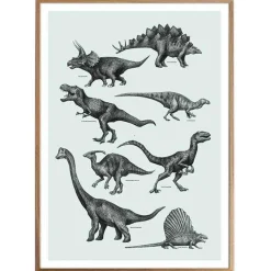 Plakat - Dinosaurer, Grøn. Vælg str.