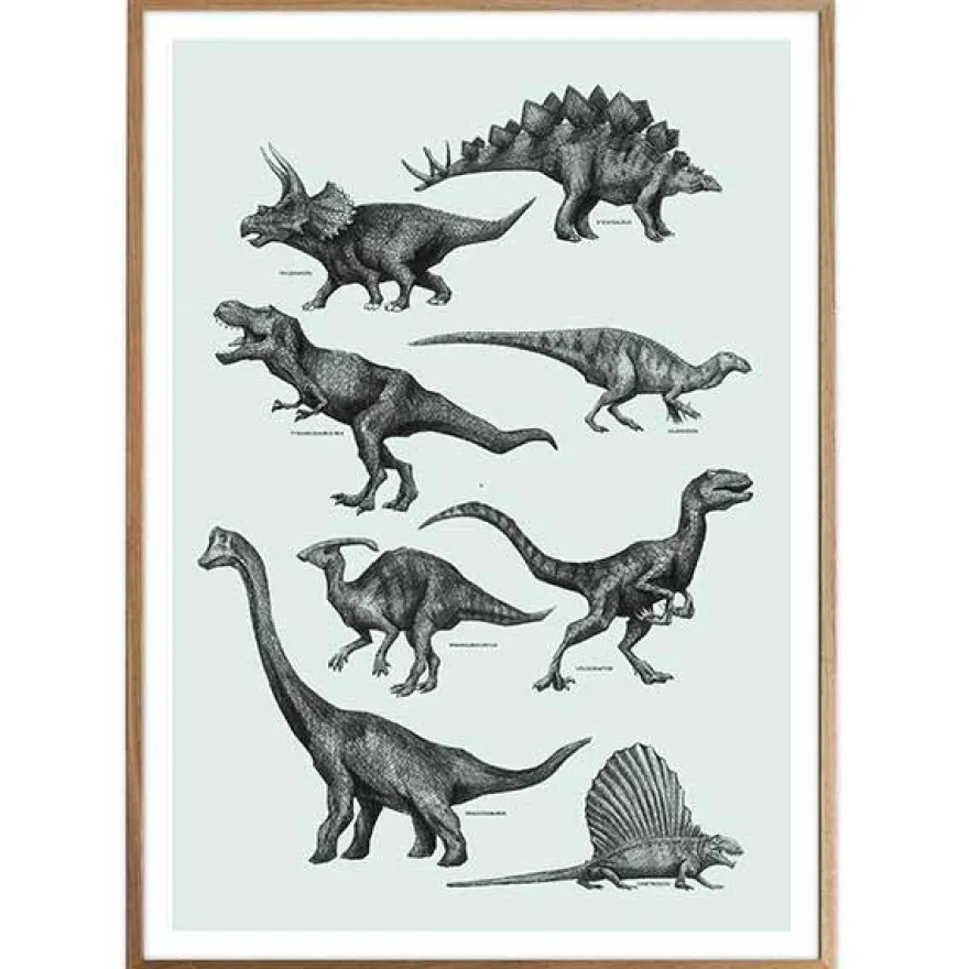 Plakat - Dinosaurer, Grøn. Vælg str.