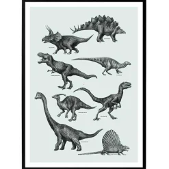Plakat - Dinosaurer, Grøn. Vælg str.