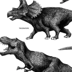 Plakat - Dinosaurer, sort/hvid