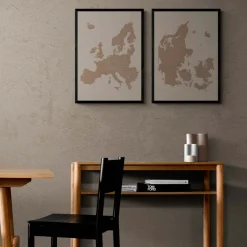 Plakat - Europakort i mocca
