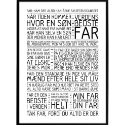 Plakat - Far er den bedste i verden - Sort/hvid