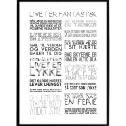 Plakat - Livet er fantastisk - sort/hvid