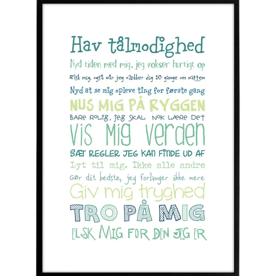 Plakat "Min baby". Str. 30x40 cm. - Vælg farve
