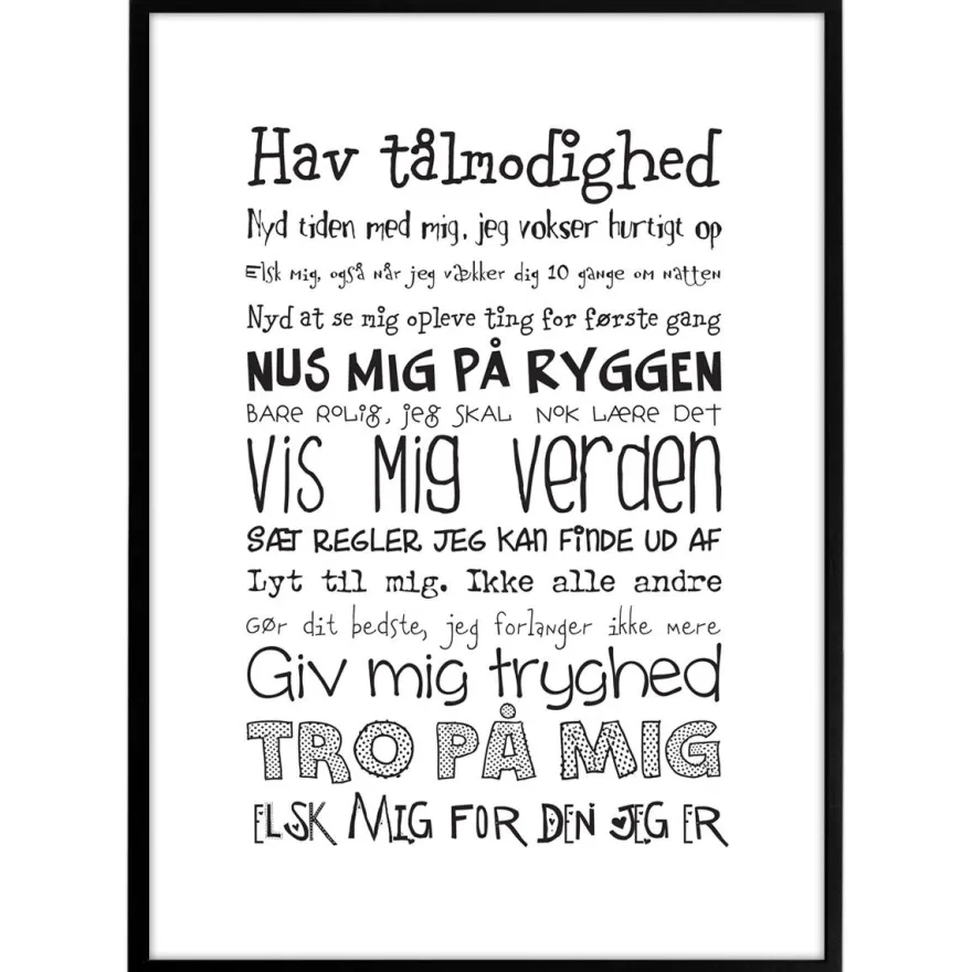 Plakat "Min baby". Str. 30x40 cm. - Vælg farve