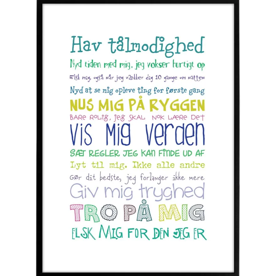 Plakat "Min baby". Str. 30x40 cm. - Vælg farve