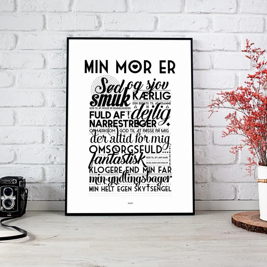 Plakat - Min mor er. Version 2. Sort/Hvid