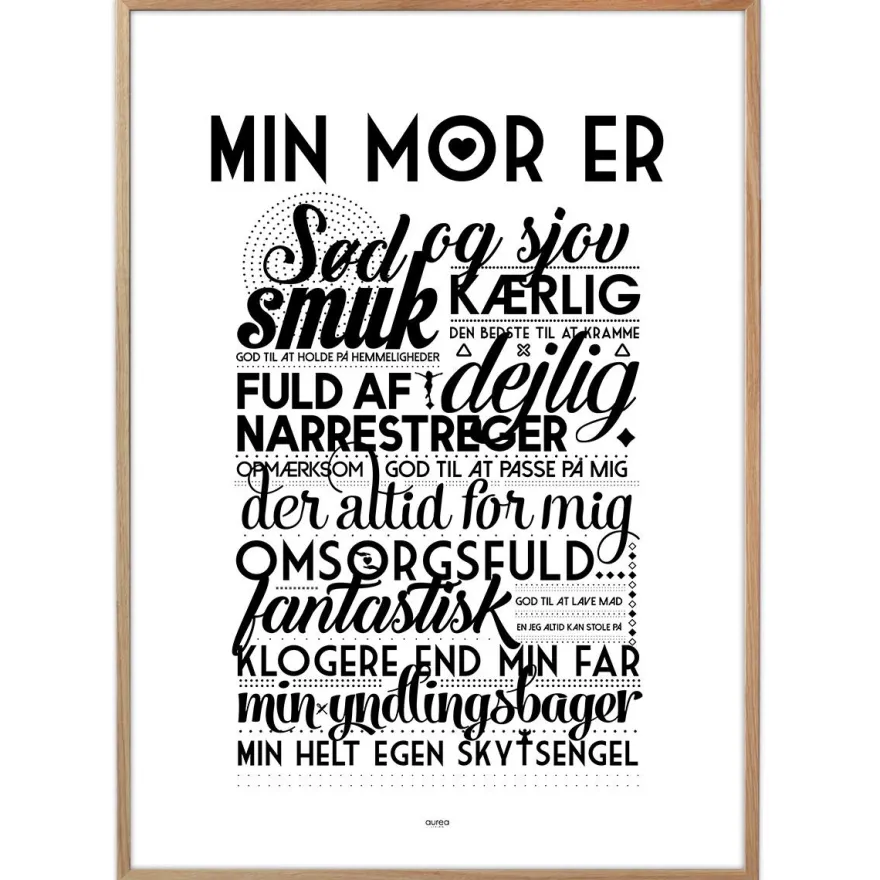Plakat - Min mor er. Version 2. Sort/Hvid