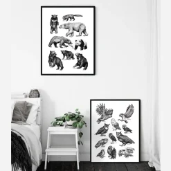 Plakat - Ugler, sort/hvid